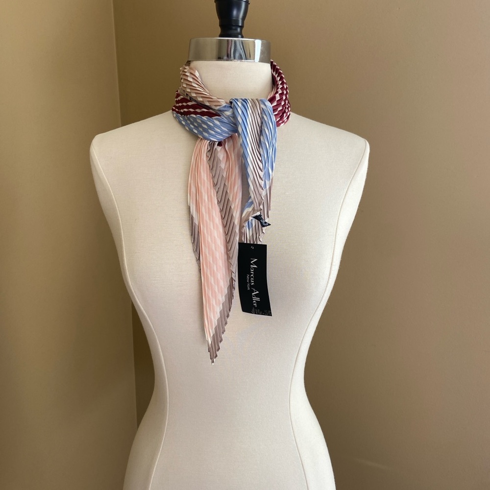 Multicolor Pleated Striped Scarf NWT